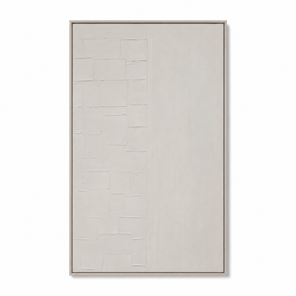 Pictures  -  Cream Abstract Painting on Canvas with Ivory Frame - 150 x 80cm  -  60484490