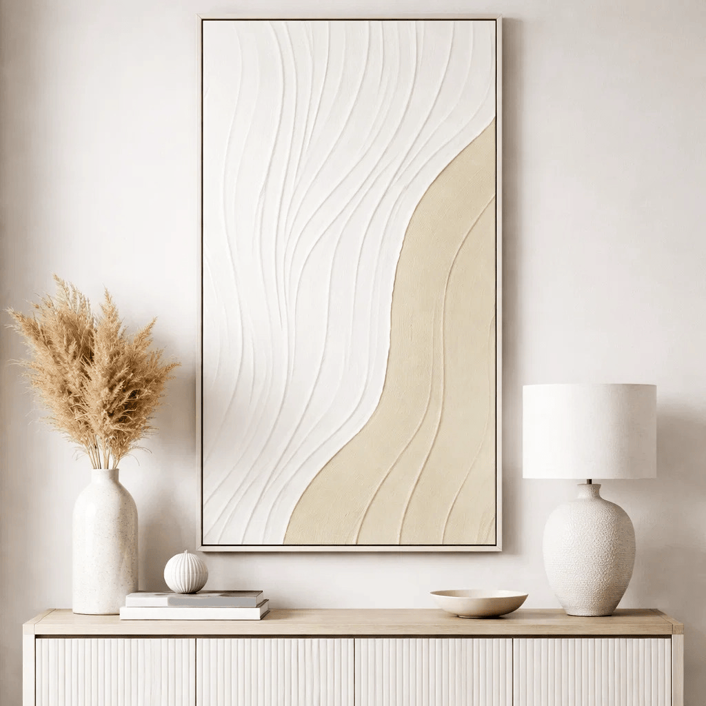 Pictures  -  Home Decor Ivory Picture & Frame 150cm x 80cm  -  60484491