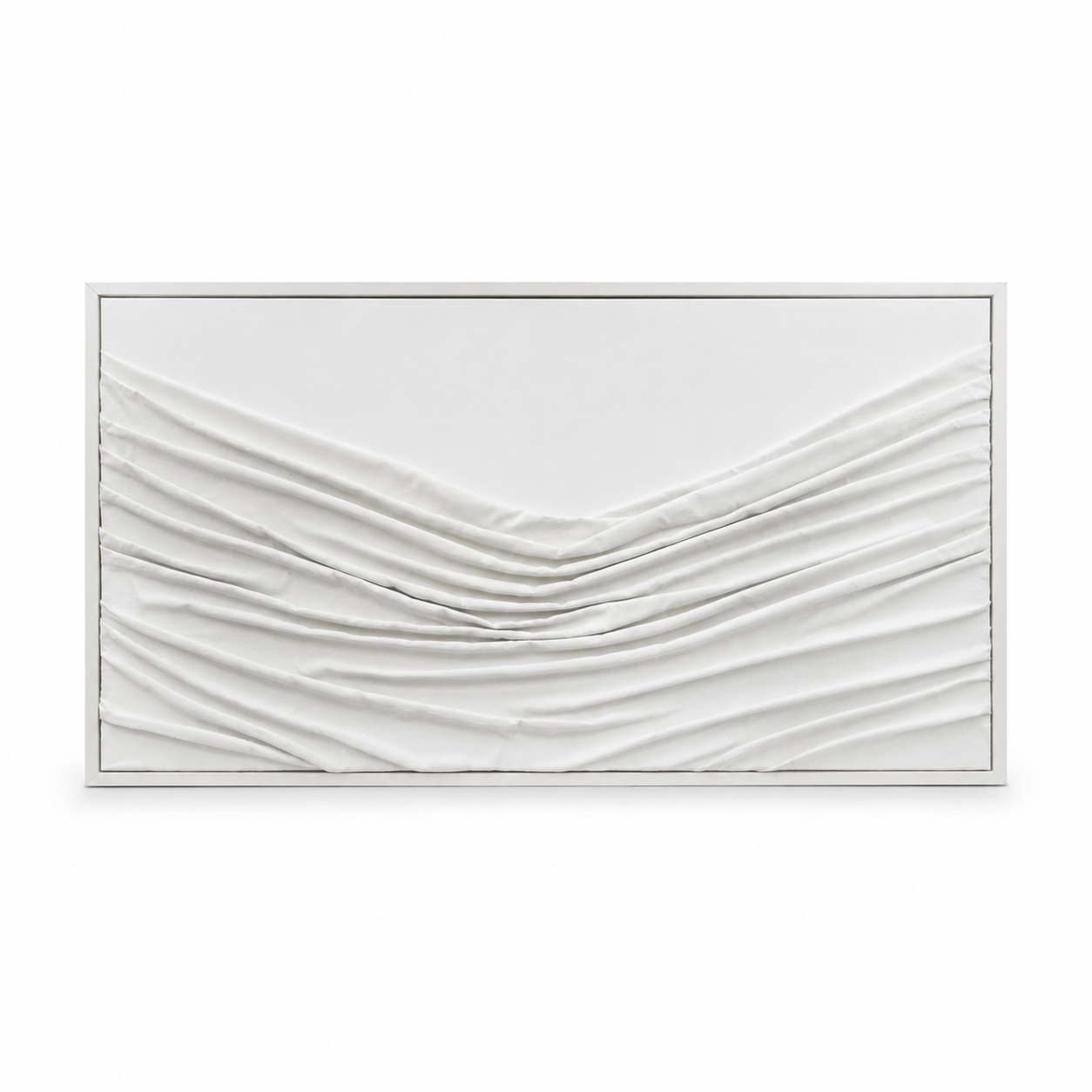 60484494 White Wood Framed Abstract Picture - 153 x 83cm white textured abstract wall art