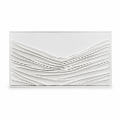 60484494 White Wood Framed Abstract Picture - 153 x 83cm white textured abstract wall art