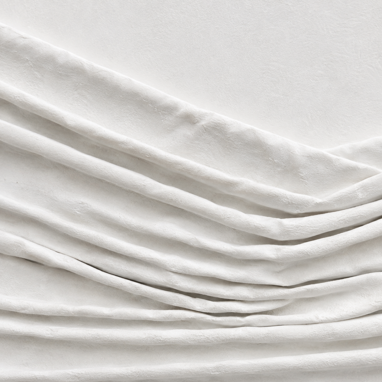 60484494 White Wood Framed Abstract Picture - 153 x 83cm close-up of layered white textured folds