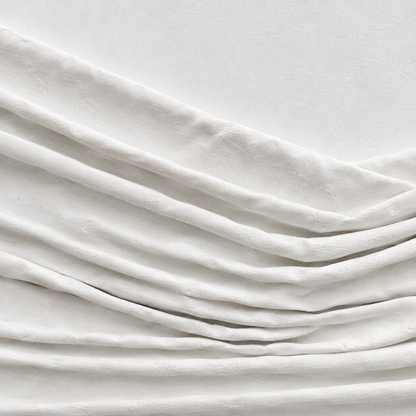 60484494 White Wood Framed Abstract Picture - 153 x 83cm close-up of layered white textured folds