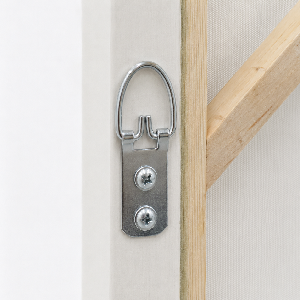 60484494 White Wood Framed Abstract Picture - 153 x 83cm rear hanging bracket detail