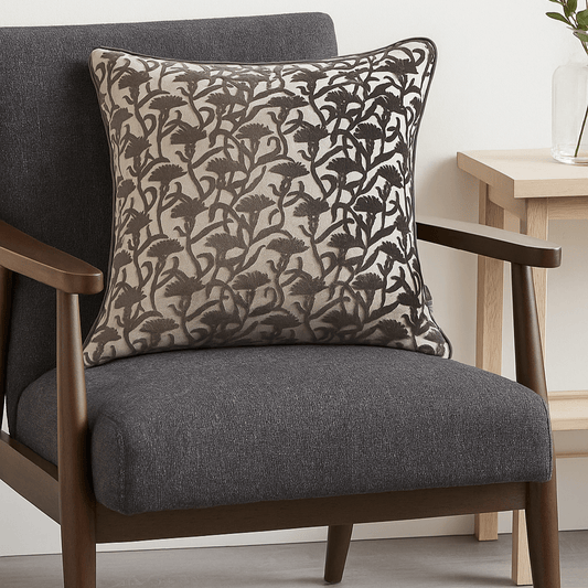 Homeware  -  Velvet Floral Chocolate Cushion - 50cm x 50cm  -  60484517