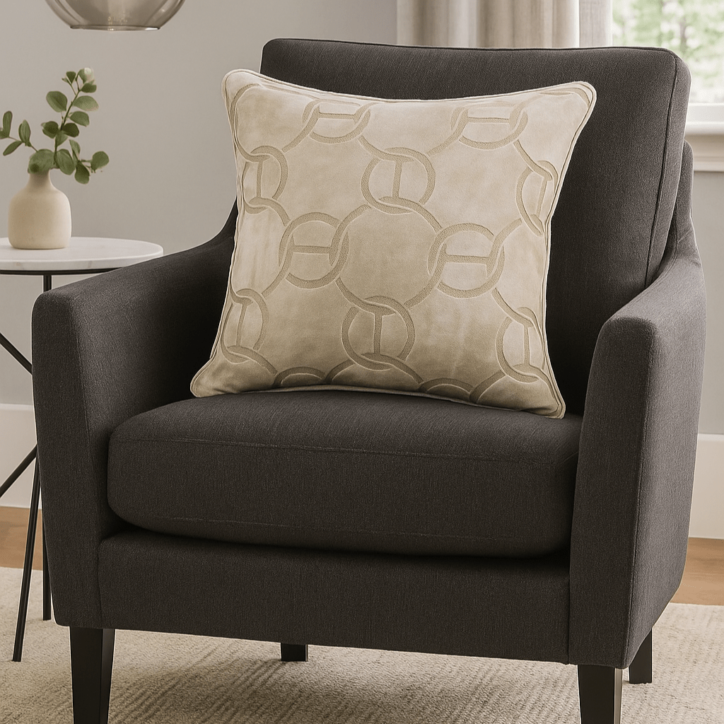 Homeware  -  Chains Cut Velvet Ivory Cushion - 56cm x 56cm  -  60484520