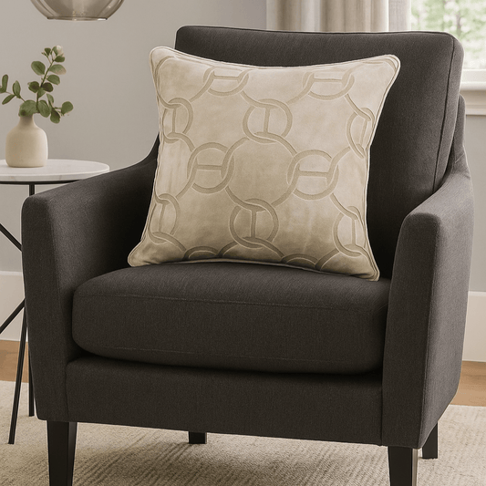 Homeware  -  Chains Cut Velvet Ivory Cushion - 56cm x 56cm  -  60484520