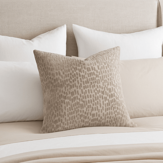 Homeware  -  Cut Velvet Dashes Taupe Cushion - 56cm x 56cm  -  60484521