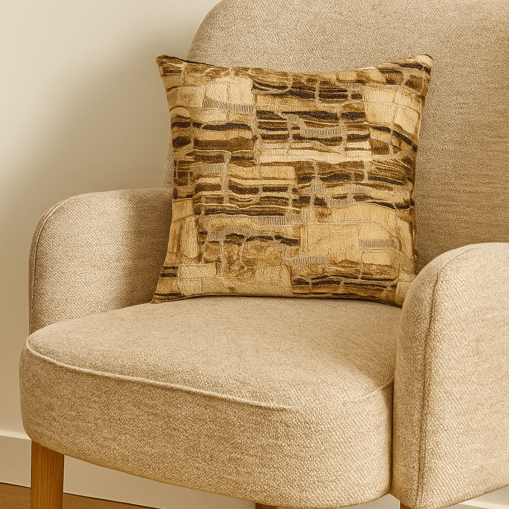 Homeware  -  Abstract Natural Tan Cushion - 50cm x 50cm  -  60484523