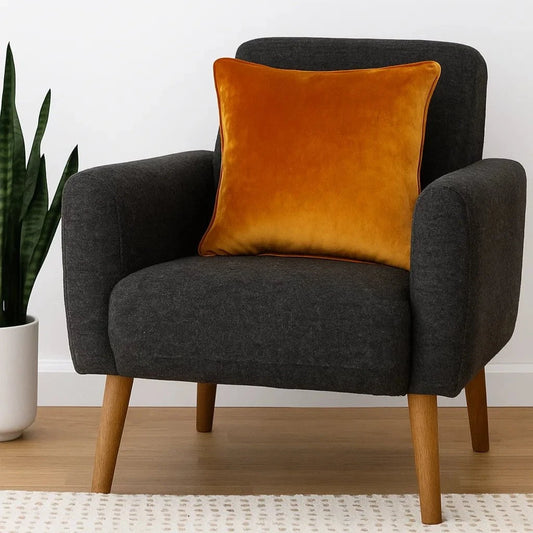 Homeware  -  Velvet Piped Tan Cushion - 50cm x 50cm  -  60484526