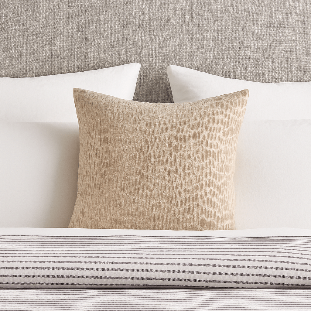 Homeware  -  Cut Velvet Dash Taupe Cushion - 43cm x 43cm  -  60484530