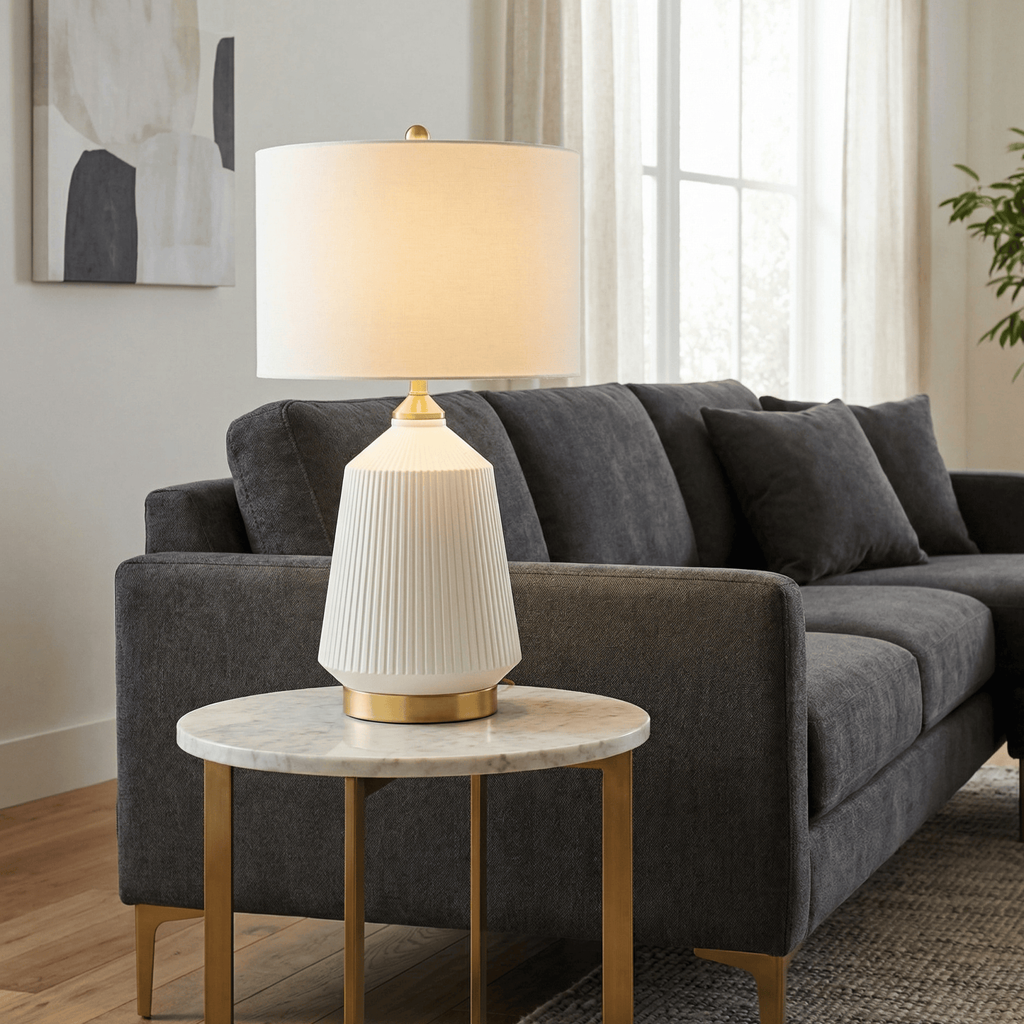 Lights  -  CL Table Lamp White & Gold  -  60484576