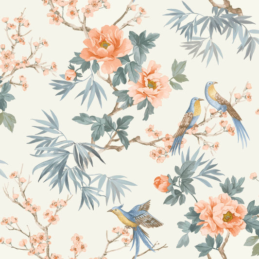 Sample  -  Rasch Amelie Chinoiserie Orange Wallpaper Sample - 260561  -  60484675