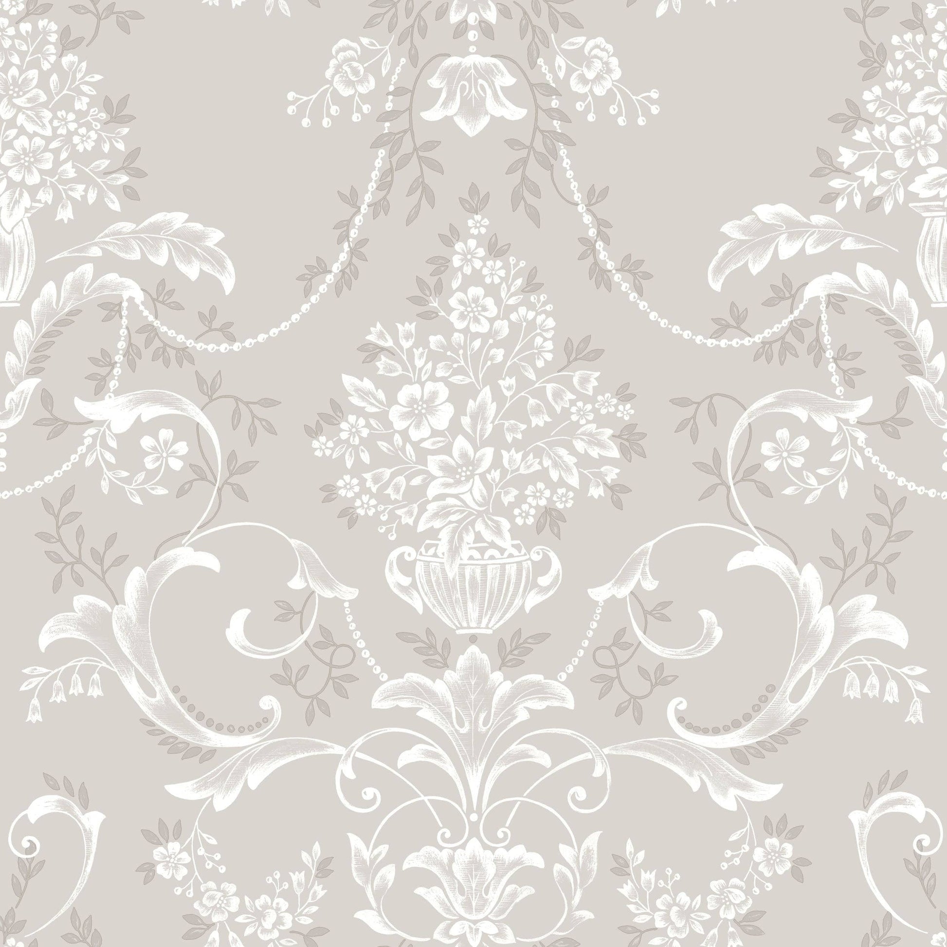 Sample  -  Rasch Amelie Damask Grey Wallpaper Sample  -  60484678