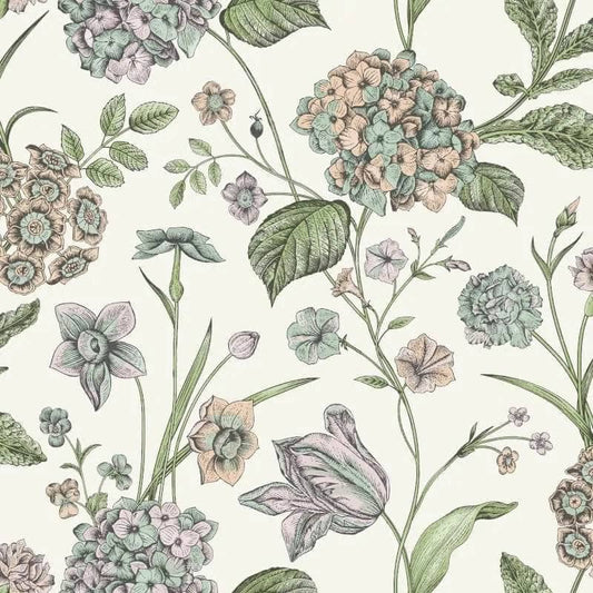 Samples  -  Rasch Amelie Hydrangea Wallpaper Sample  -  60484680