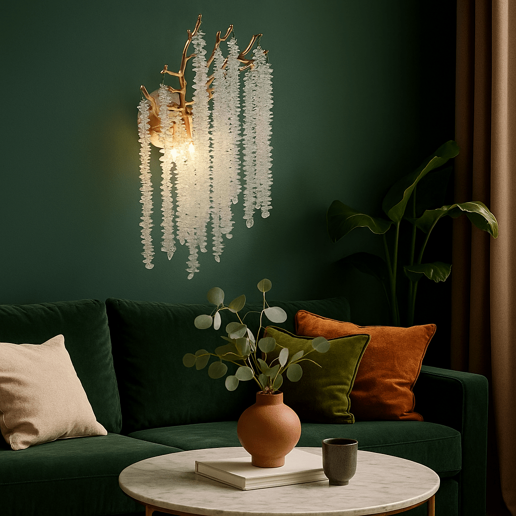 Lights  -  2 Light Lux Matt Gold & Clear Crystal Wall Light  -  60484693