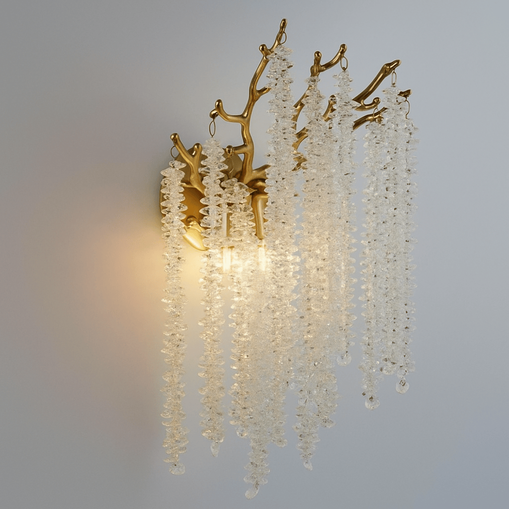 Lights  -  Nellie 2 Light Matt Gold & Clear Crystal Wall Light  -  60484693