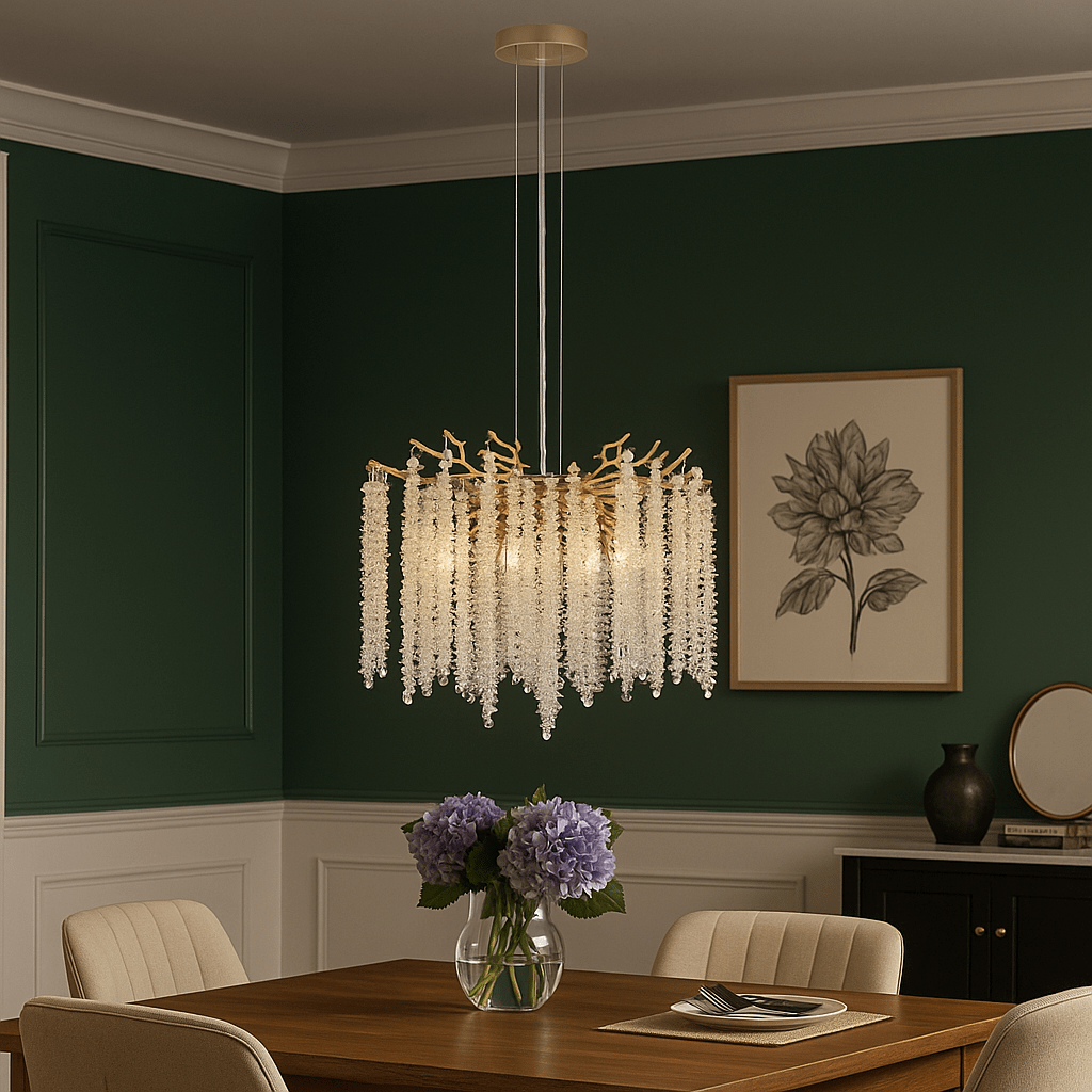 Lights  -  5 Light Lux Matt Gold & Clear Crystal Pendant Ceiling Light  -  60484694