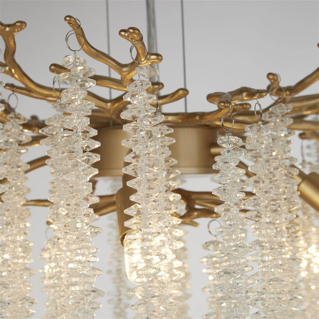 Lights  -  5 Light Lux Matt Gold & Clear Crystal Pendant Ceiling Light  -  60484694