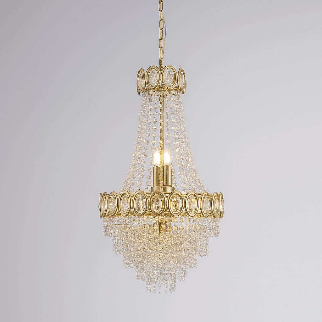 Lights  -  Nova 6 Light Pendant Satin Brass metal & Clear Crystal Ceiling Light  -  60484696