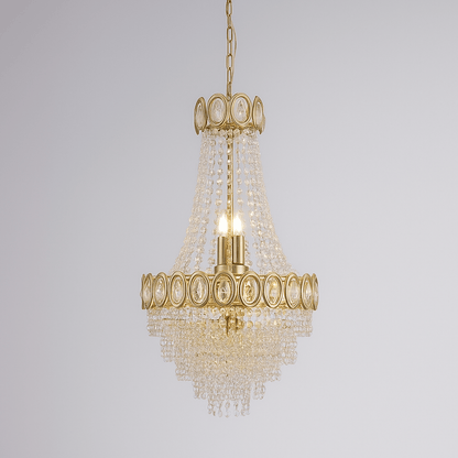 Lights  -  Nova 6 Light Pendant Satin Brass metal & Clear Crystal Ceiling Light  -  60484696