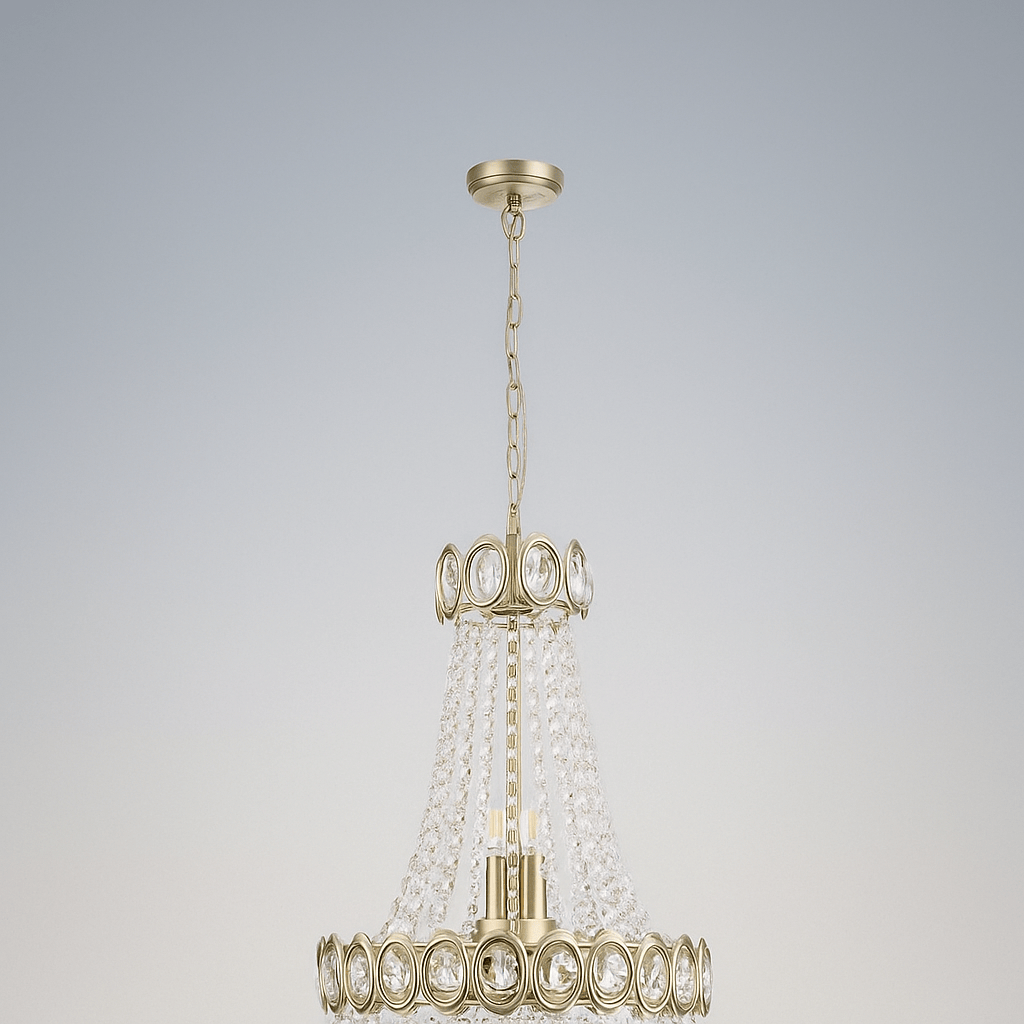 Lights  -  Nova 6 Light Pendant Satin Brass metal & Clear Crystal Ceiling Light  -  60484696