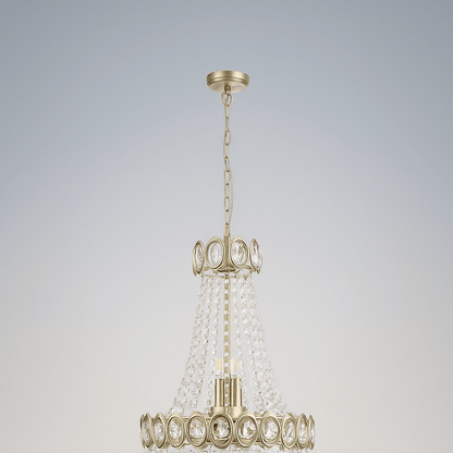 Lights  -  Nova 6 Light Pendant Satin Brass metal & Clear Crystal Ceiling Light  -  60484696