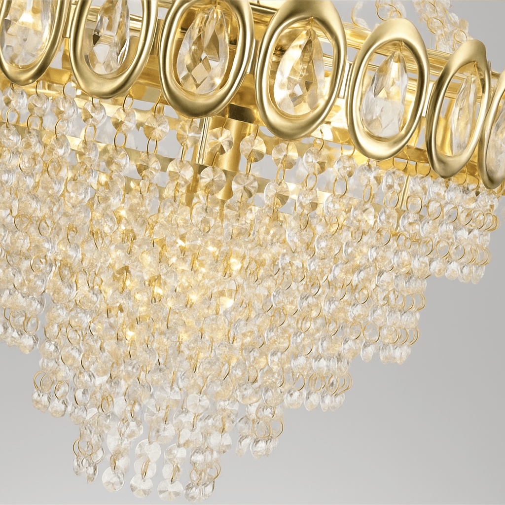 Lights  -  Nova 6 Light Pendant Satin Brass metal & Clear Crystal Ceiling Light  -  60484696