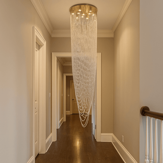 Lights  -  Lux & Belle 10Light Pedant Satin Brass Metal & Crystal Ceiling Light  -  60484697