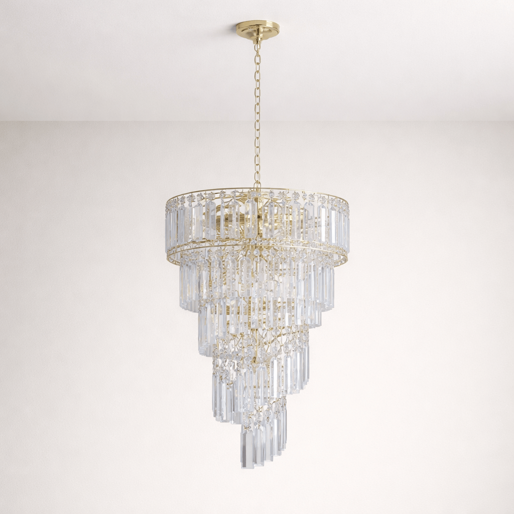 Lights  -  Nova 10 Light Pedant Satin Brass Metal & Crystal Ceiling Light  -  60484697