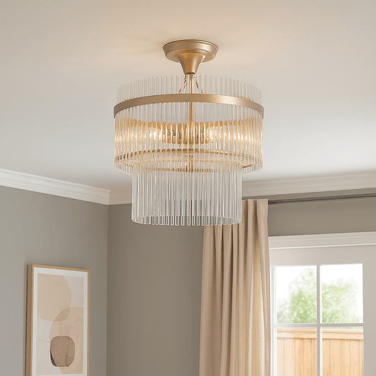 Lights  -  Lara 3 Light Semi Flush Gold Light  -  60484708