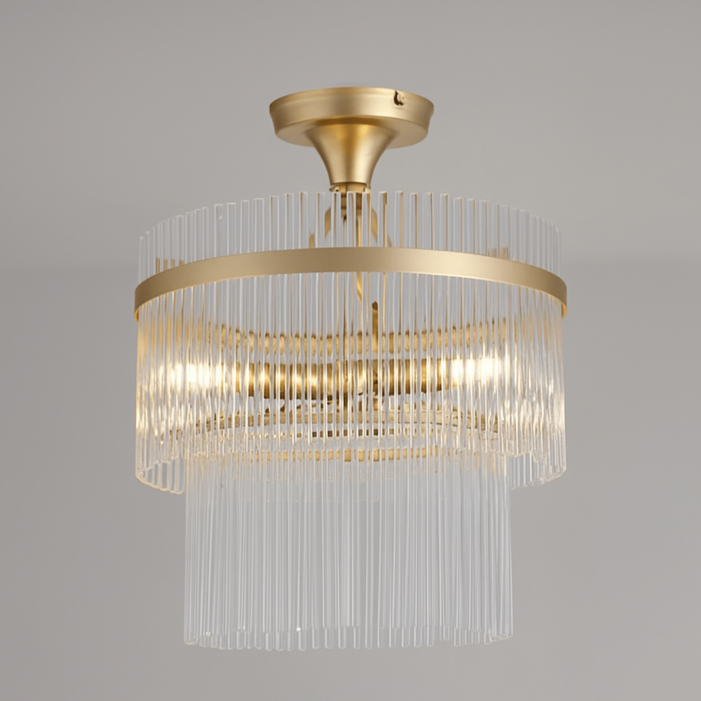 Lights  -  Raya 3 Light Semi Flush Gold Light  -  60484708