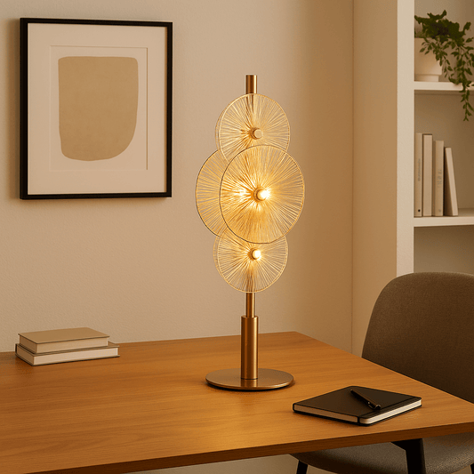 Lights  -  Wagon Wheel 6 Light Table Lamp Clear & Amber Glass  -  60484714