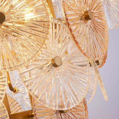 Lights  -  Wagon Wheel 9 Light Pendant Light Clear & Amber Glass  -  60484715