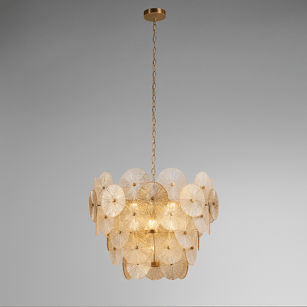 Lights  -  Hazel 9 Light Pendant Light Clear & Amber Glass  -  60484715
