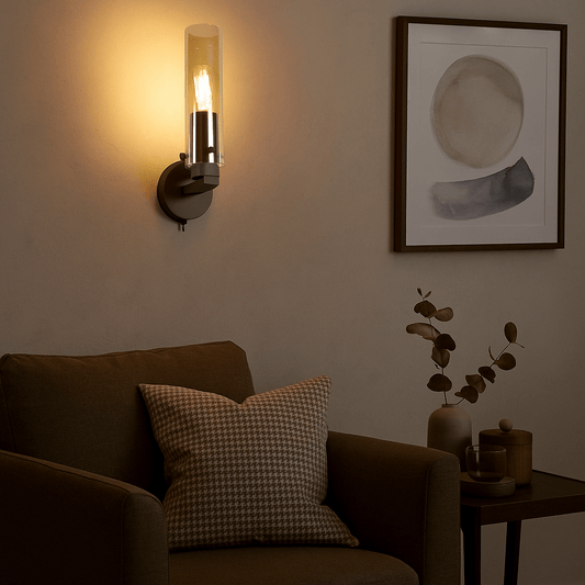 Lights  -  Sweden Wall Light - Mocha Metal & Amber Glass  -  60484717