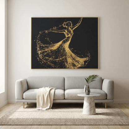 Pictures  -  Gold Dancer Painting on Canvas with Gold Printing - 120 x 90cm (2)  -  60484729
