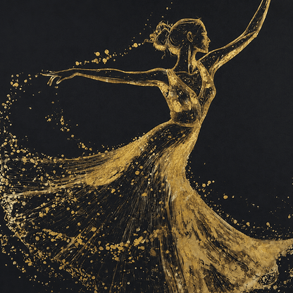Pictures  -  Gold Dancer Painting on Canvas with Gold Printing - 120 x 90cm (2)  -  60484729