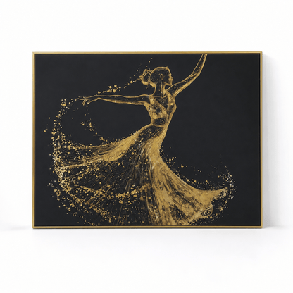 Pictures  -  Gold Dancer Painting on Canvas with Gold Printing - 120 x 90cm (2)  -  60484729