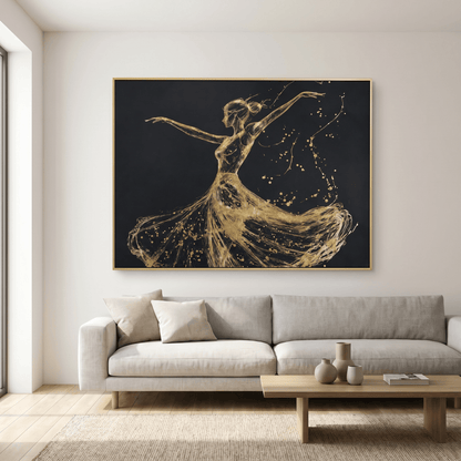 Pictures  -  Gold Dancer Painting on Canvas with Gold Printing - 120 x 90cm  -  60484730