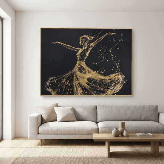 Pictures  -  Gold Dancer Painting on Canvas with Gold Printing - 120 x 90cm  -  60484730