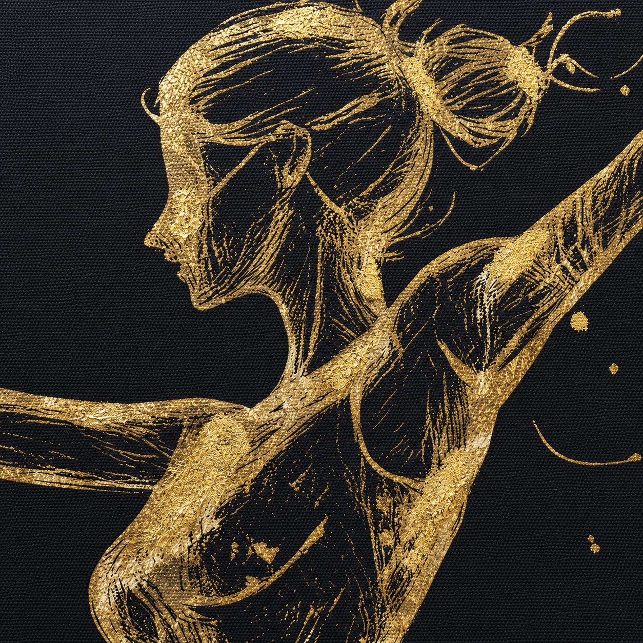 Pictures  -  Gold Dancer Painting on Canvas with Gold Printing - 120 x 90cm  -  60484730