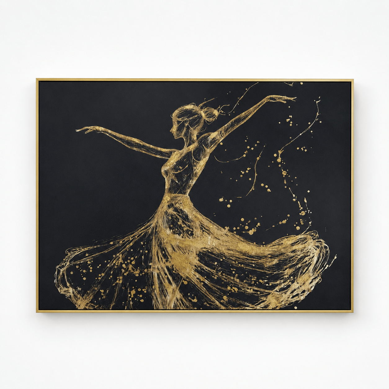Pictures  -  Gold Dancer Painting on Canvas with Gold Printing - 120 x 90cm  -  60484730