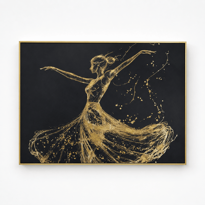 Pictures  -  Gold Dancer Painting on Canvas with Gold Printing - 120 x 90cm  -  60484730