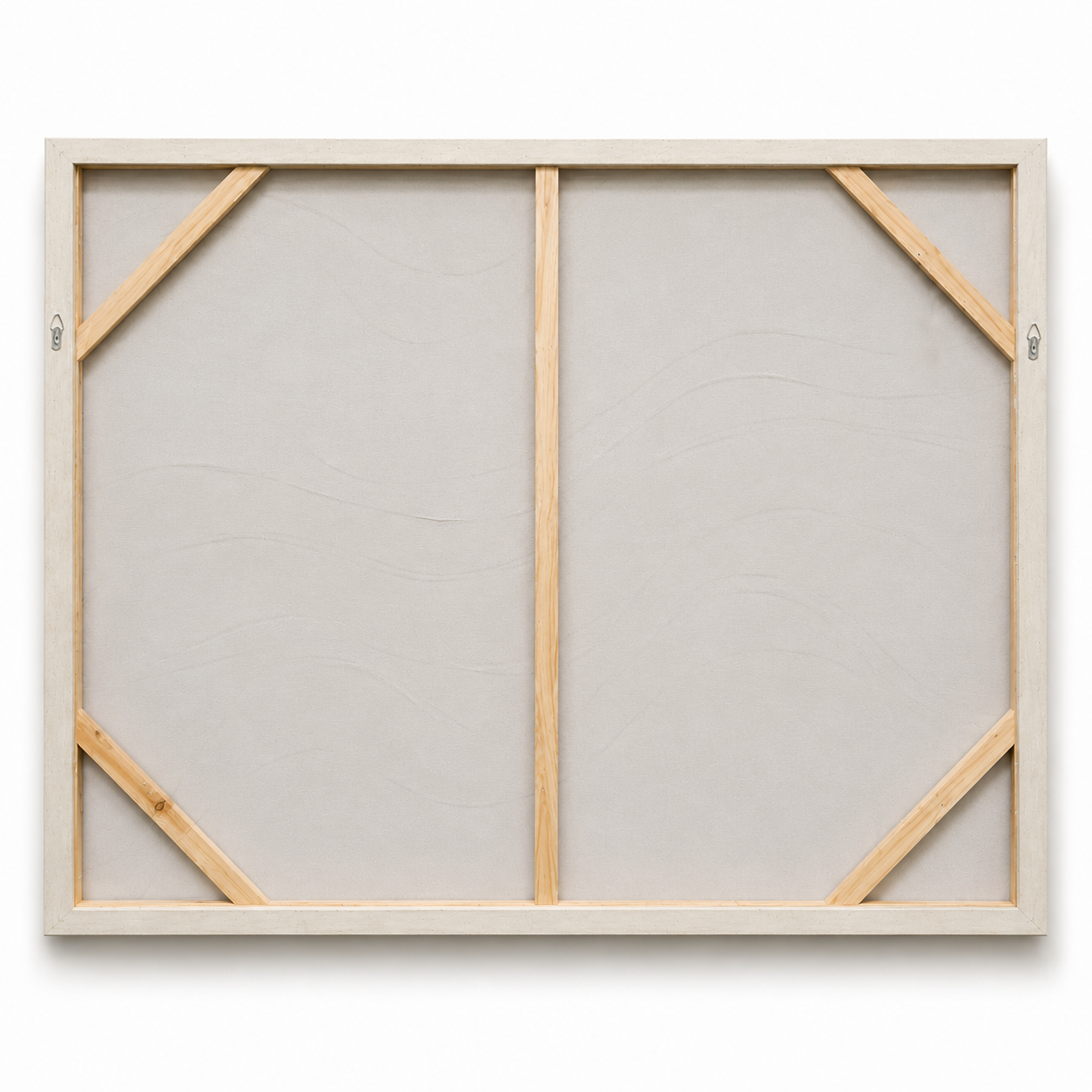 60484733 White Wood Oil Painting - 120 x 90cm back view with wooden supports and hanging fixtures