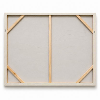 60484733 White Wood Oil Painting - 120 x 90cm back view with wooden supports and hanging fixtures