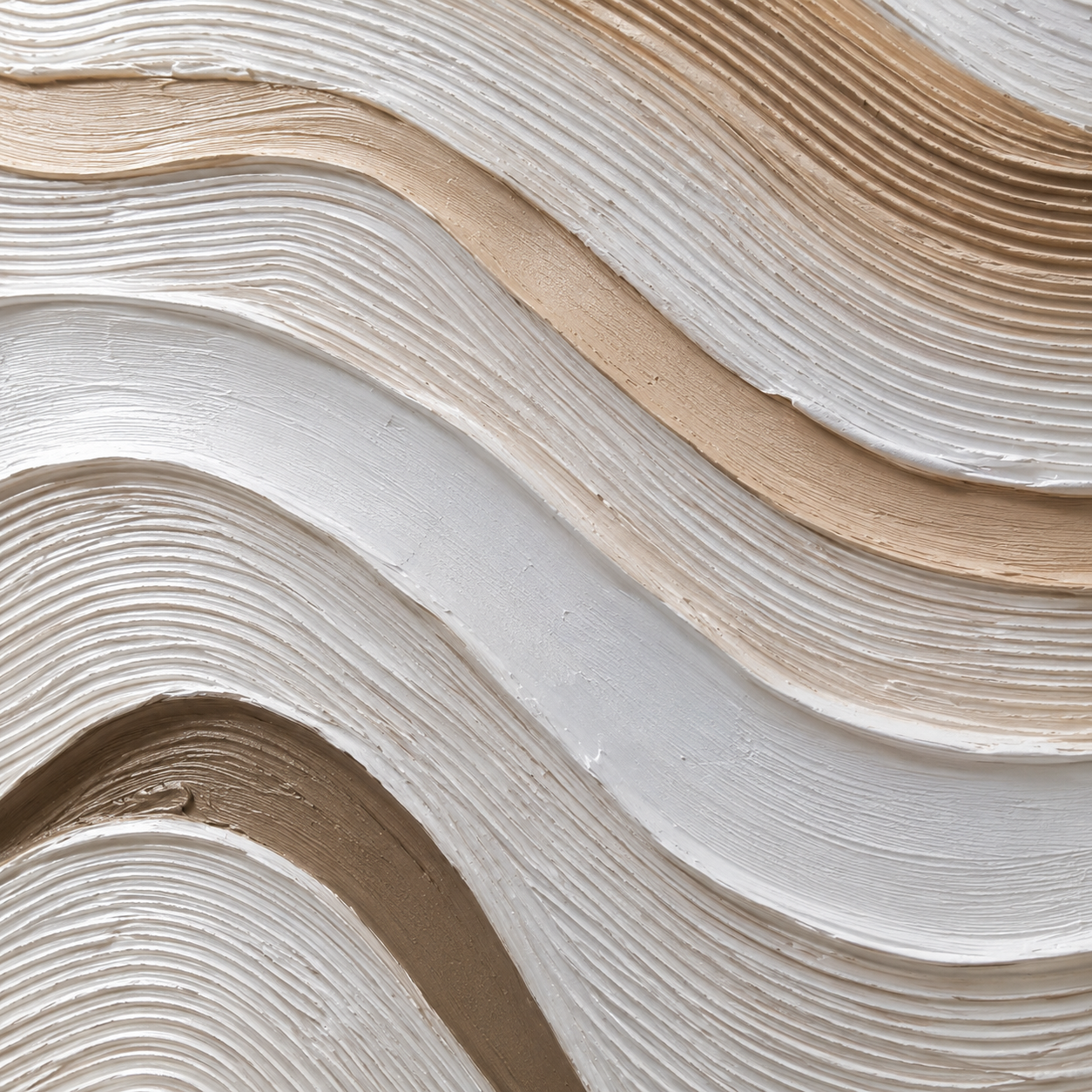 60484733 White Wood Oil Painting - 120 x 90cm close-up of raised white beige wave texture