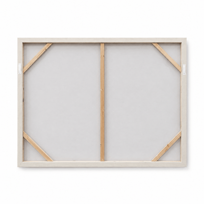 60484742 White Wood Oil Painting - 120 x 90cm back view showing wooden frame supports and hanging fixtures