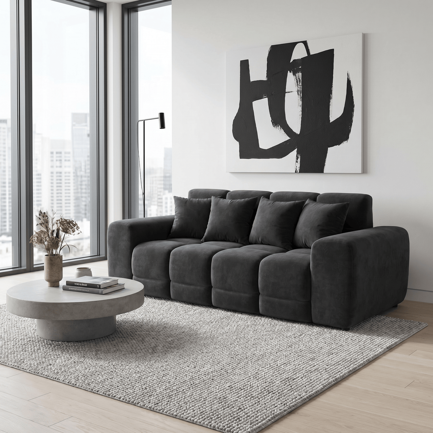 Furniture  -  Maine 3 Seater Sofa - Charcoal (Special Order)  -  60484749
