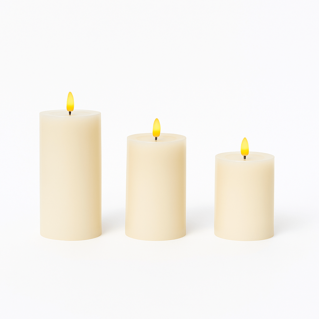 Christmas  -  Set of 3 Cream Artificial Candles  -  60484794