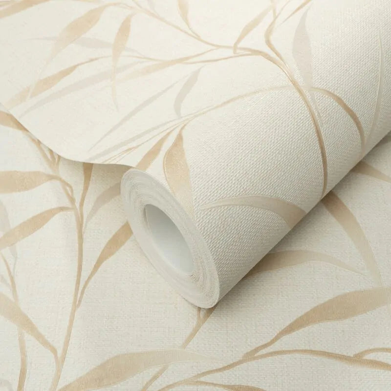 Wallpaper  -  Erismann Yamato Metallic Leaf Beige Wallpaper -  10528-02  -  60484831